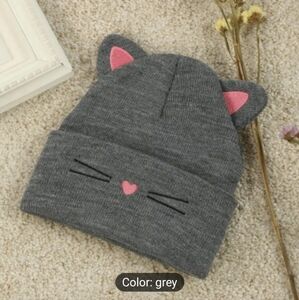 New Gray  Cat Ear Knit beanie